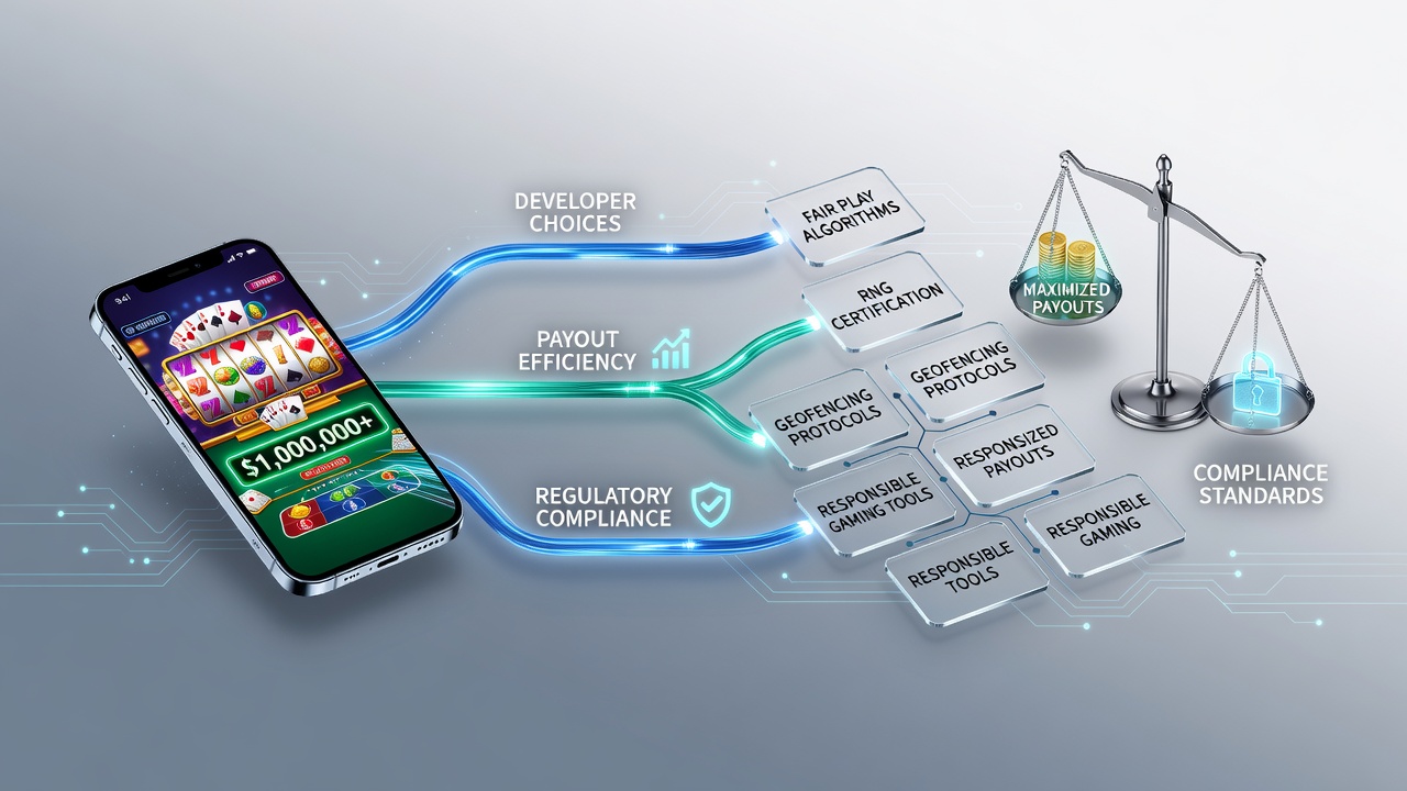 Smartphone-Casino-Entwickler bei der Arbeit an Algorithmen und Zahlungssystemen