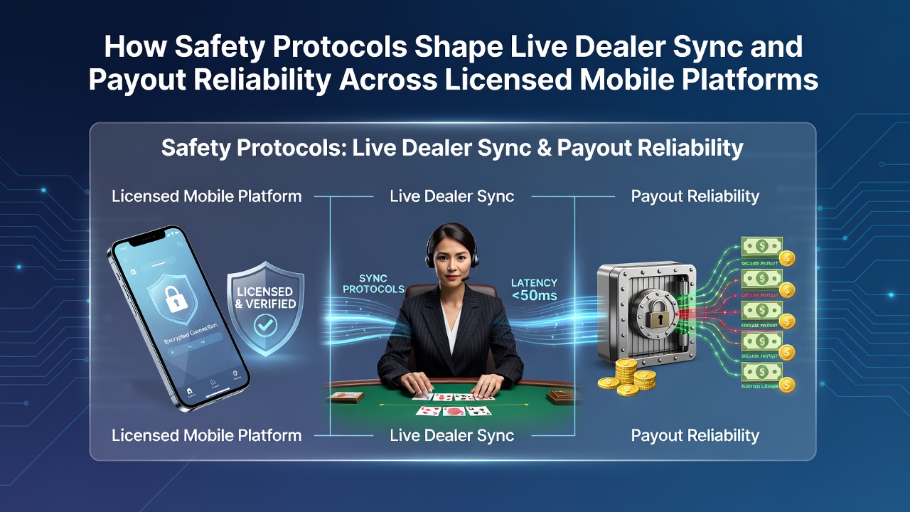 Illustration von Sicherheitsprotokollen in mobilen Live-Casino-Plattformen mit Fokus auf Verschlüsselung und Synchronisation