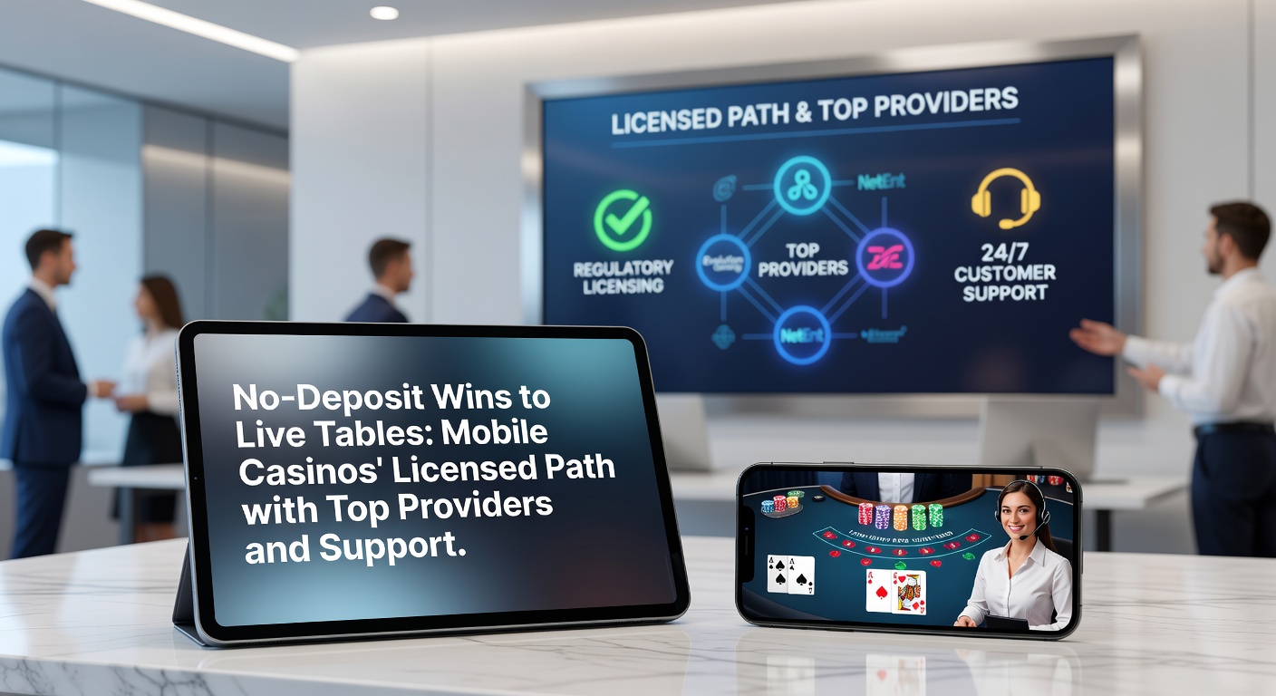 Live-Dealer an einem Roulette-Tisch auf einem Tablet, mit mobiler Casino-Oberfläche, Lizenz-Badges und Chat-Support-Symbolen